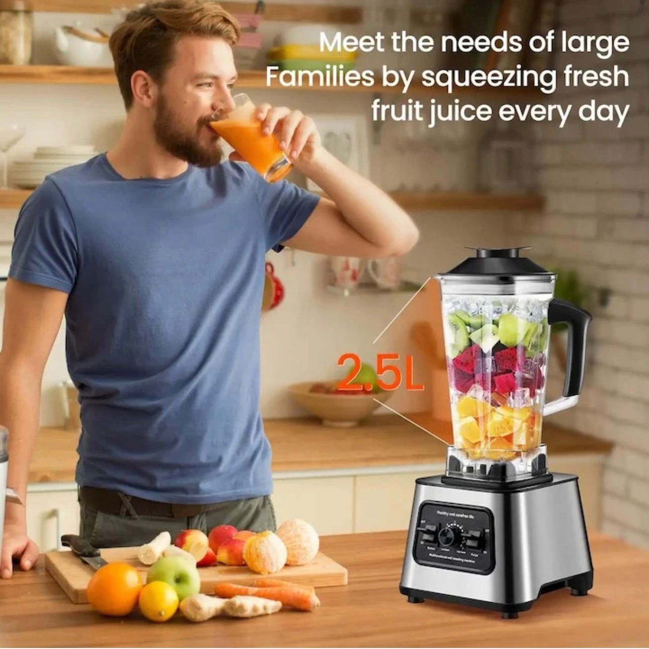 Blender electric de bucătărie si storcator 2 în 1, cu 1800 W putere, Recipiente 21 + 0, 5 l
