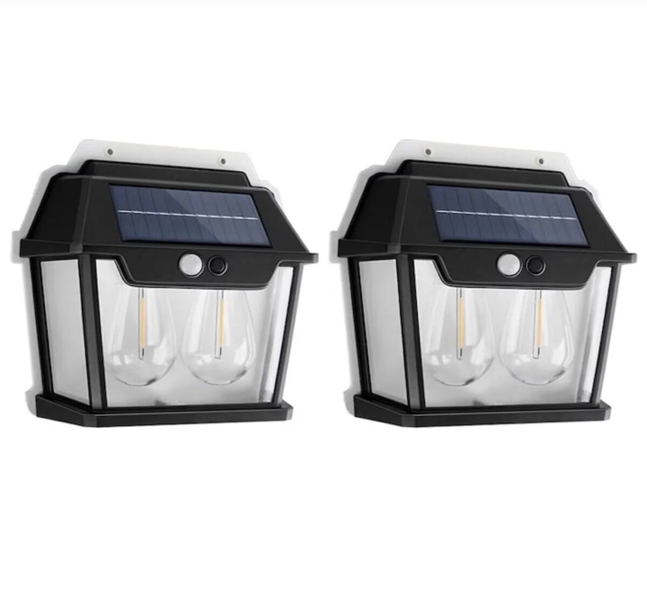 Set 2 X Lampa Solara De Perete Cu 2 Becuri, 3 Moduri De Functionare, Senzori De Miscare