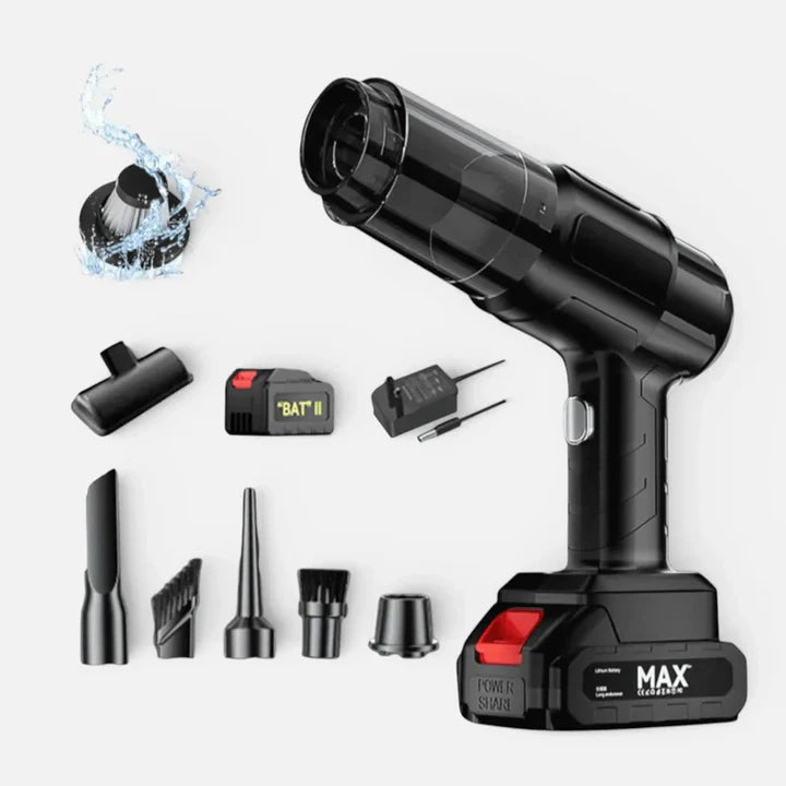 Aspirator și suflantă portabilă 4 în 1, fără fir, acumulator, motor brushless, 6 duze incluse
