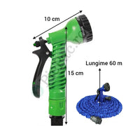 OFERTĂ 1+1 – Set 2 Furtunuri Extensibile pentru Grădină, până la 60m fiecare, cu pistol de stropit inclus