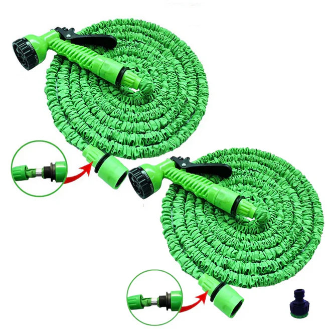 OFERTĂ 1+1 – Set 2 Furtunuri Extensibile pentru Grădină, până la 60m fiecare, cu pistol de stropit inclus