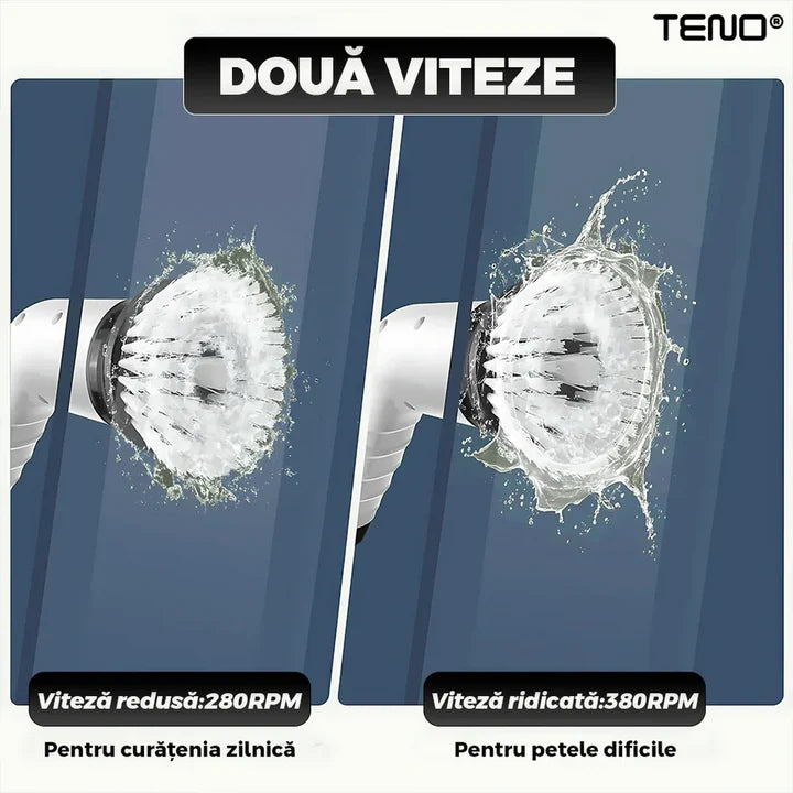 Perie Electrică de Curățare 9 în 1, Afișaj Digital, Mâner Telescopic Reglabil, Capete Interschimbabile, Curățare Multifuncțională pentru Baie și Bucătărie