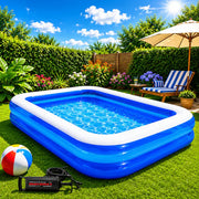 Piscină Gonflabilă 200x140x40 cm, 2 Inele Rezistente, PVC Gros, pentru Copii și Adulți