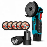 Mini Polizor Portabil 12V cu 2 Acumulatori și 5 Discuri