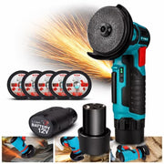 Mini Polizor Portabil 12V cu 2 Acumulatori și 5 Discuri