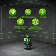 Nivelă Laser 4D cu 16 Linii, Precizie Profesională cu Trepied și Telecomandă
