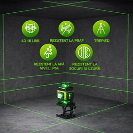 Nivelă Laser 4D cu 16 Linii, Precizie Profesională cu Trepied și Telecomandă